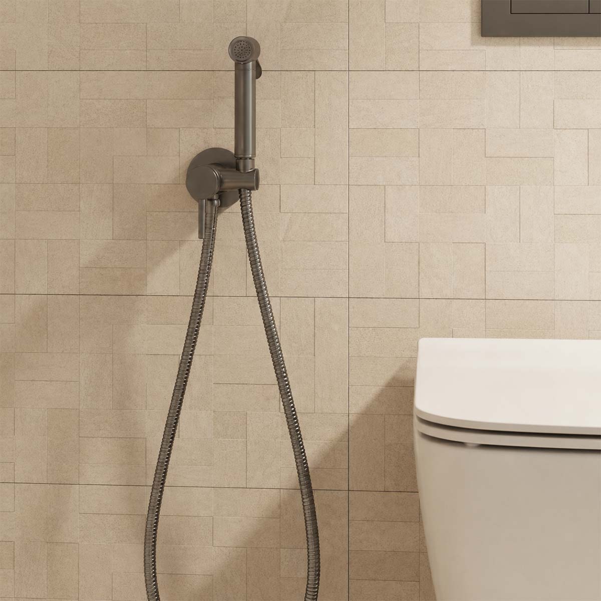 hot and cold douche shower kit - brushed black
