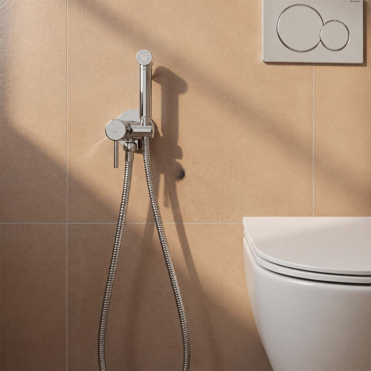 chrome hot and cold bidet sprayer with hose