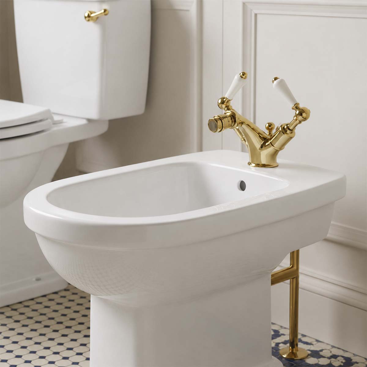 Victorian lever bidet mixer - gold