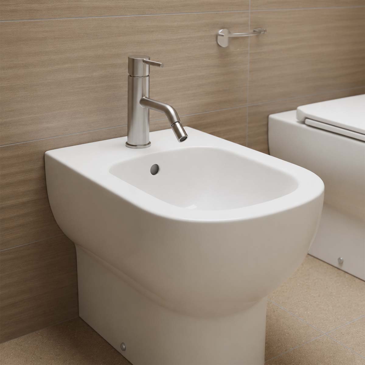 brushed stainless steel bidet mixer tap