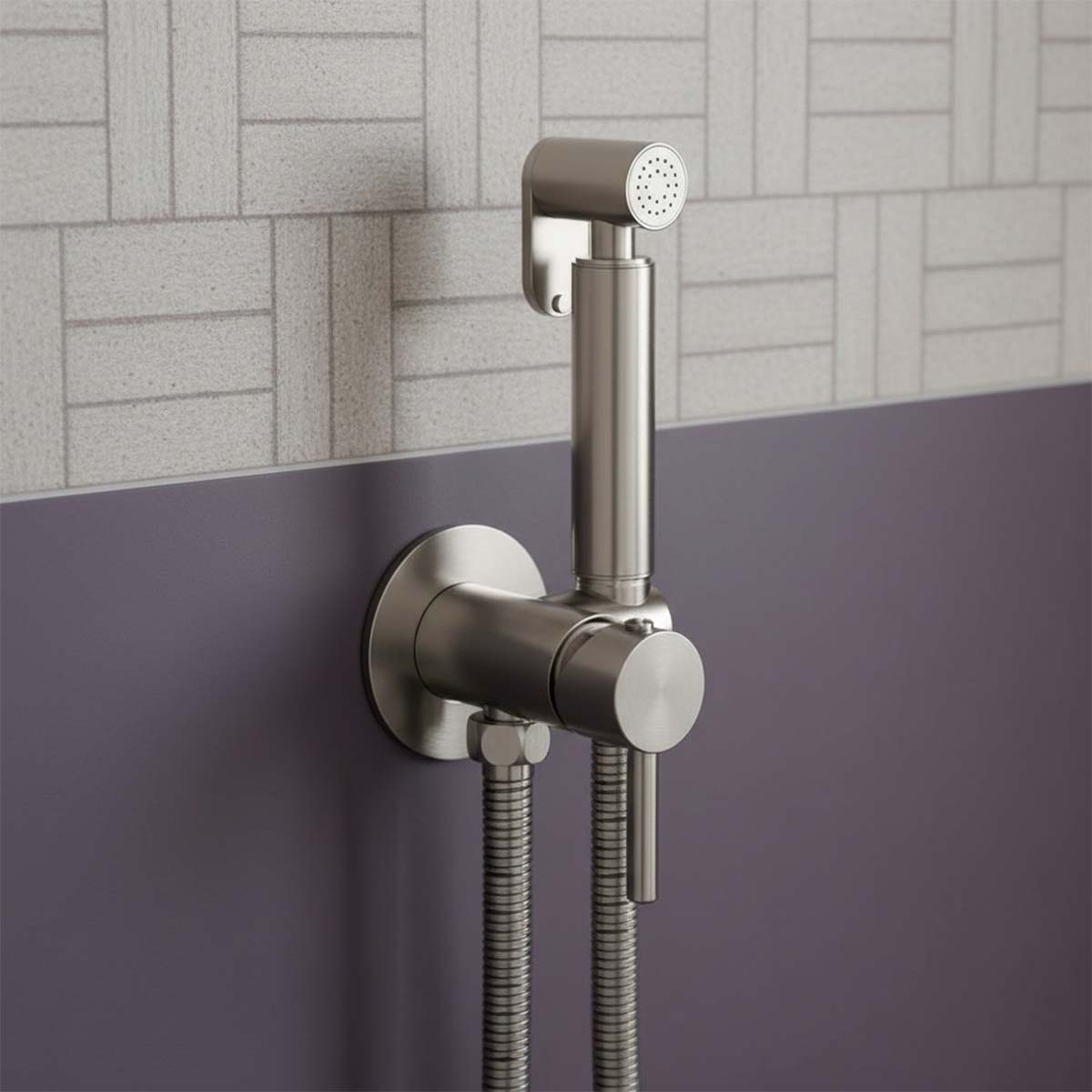 brushed nickel hot and cold douche kit