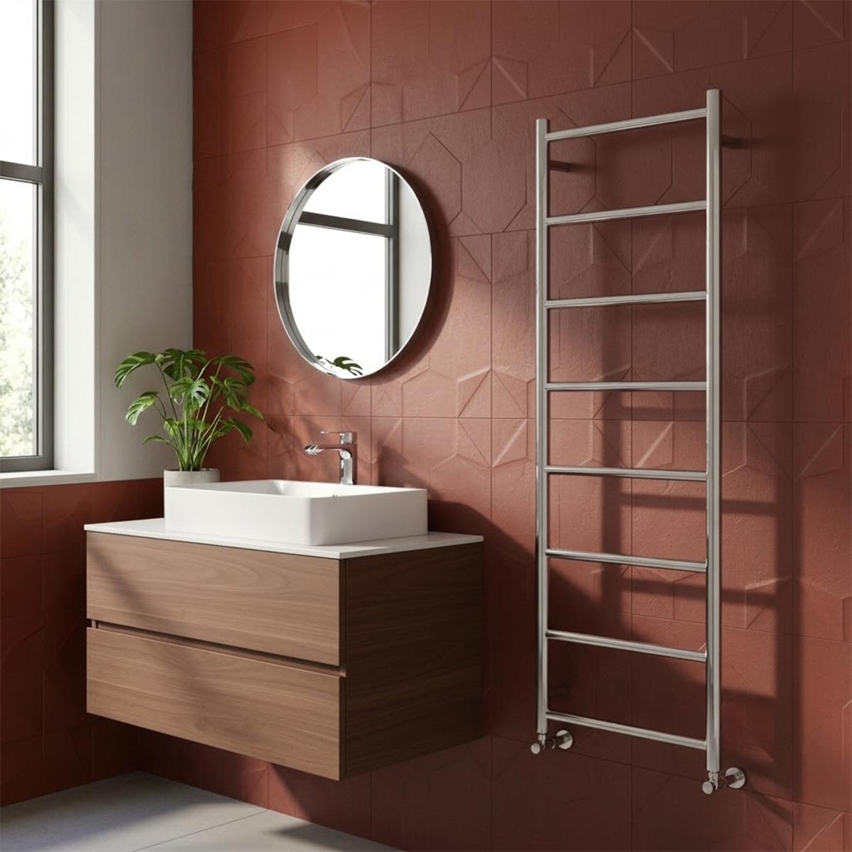 chrome towel rail radiator dual fuel