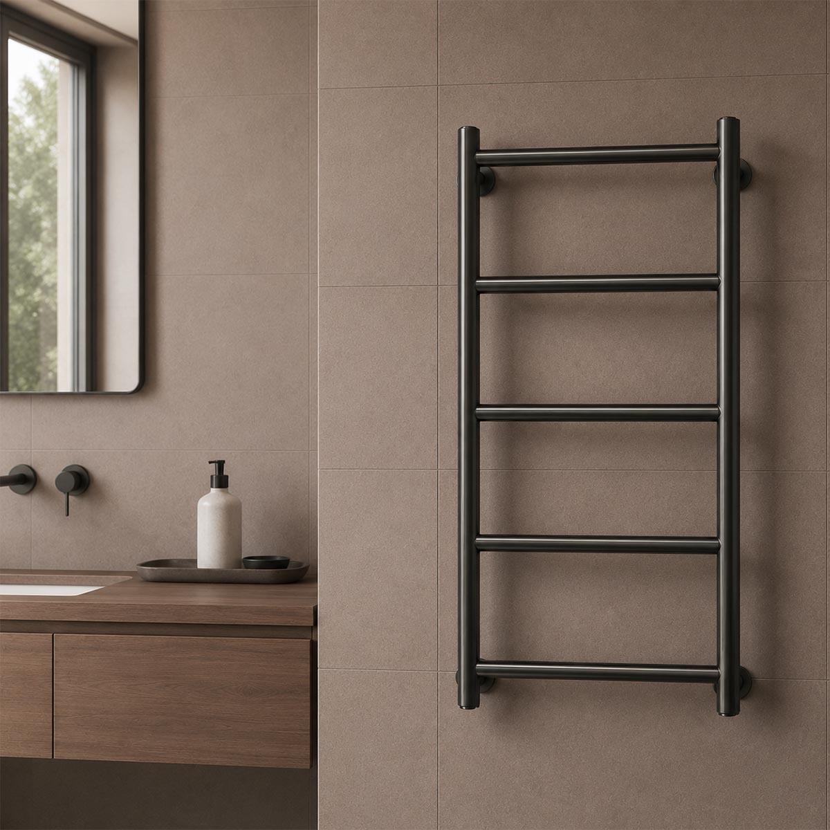 black towel warmer 800mm x  500mm