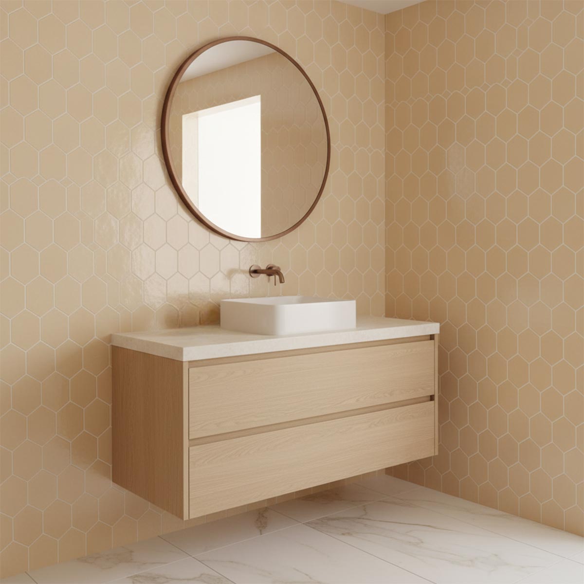 brushed bronze circle mirror