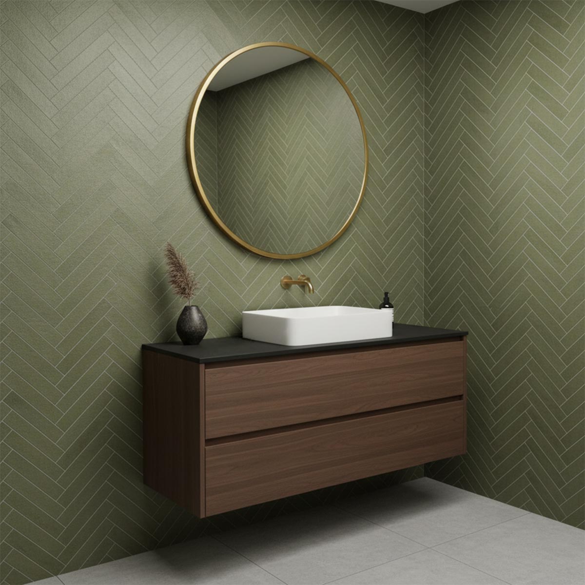brushed brass circle mirror