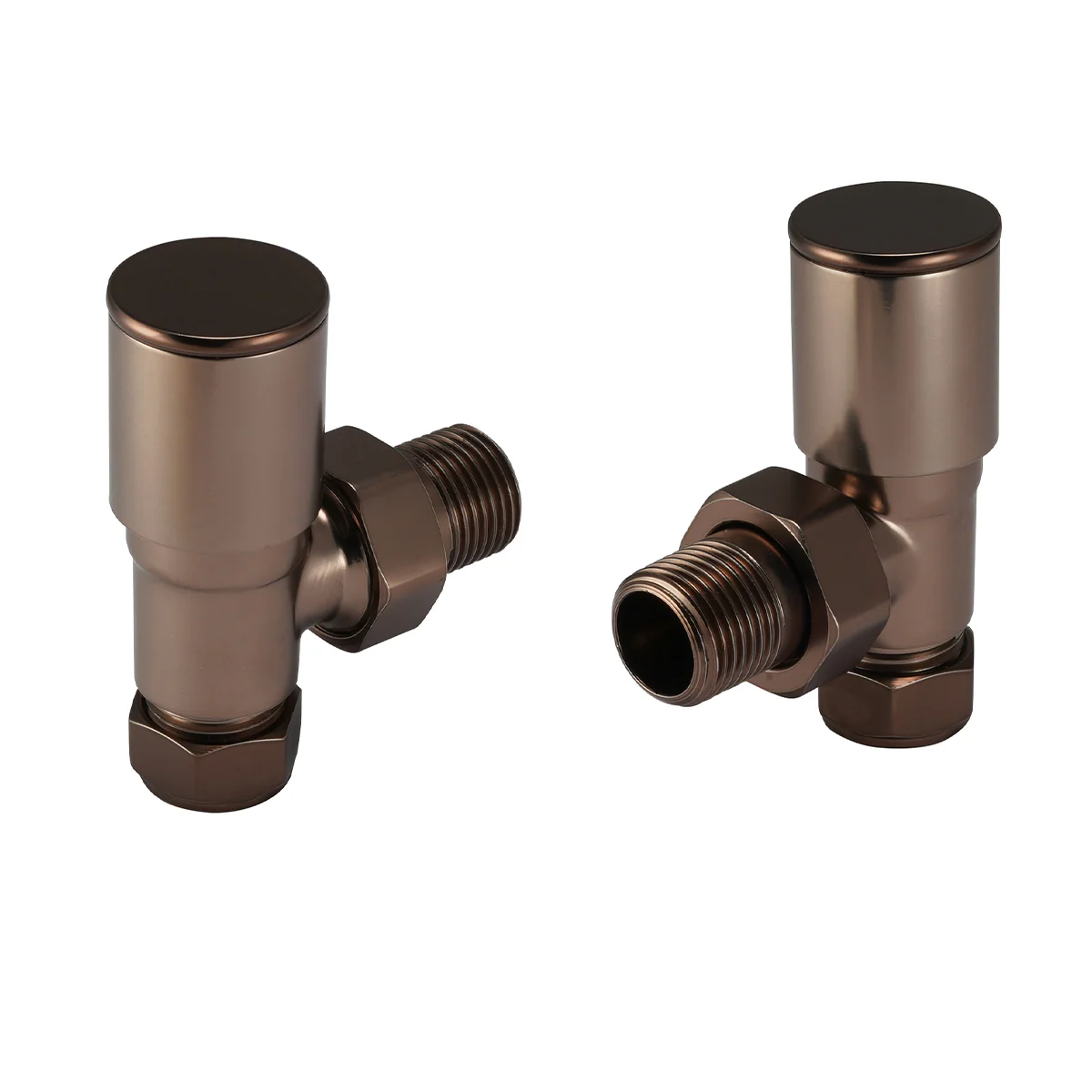 Angled radiator valve pair