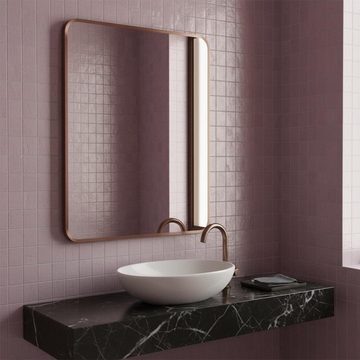 rectangular bathroom mirror with bronze frame