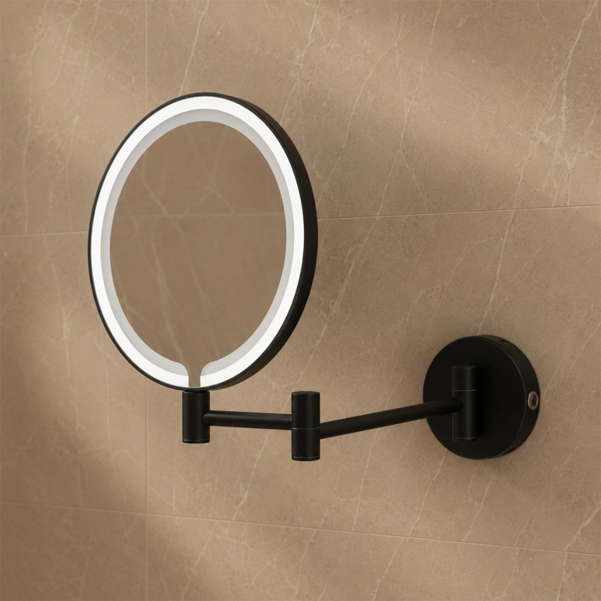 black magnifying mirror with LED
