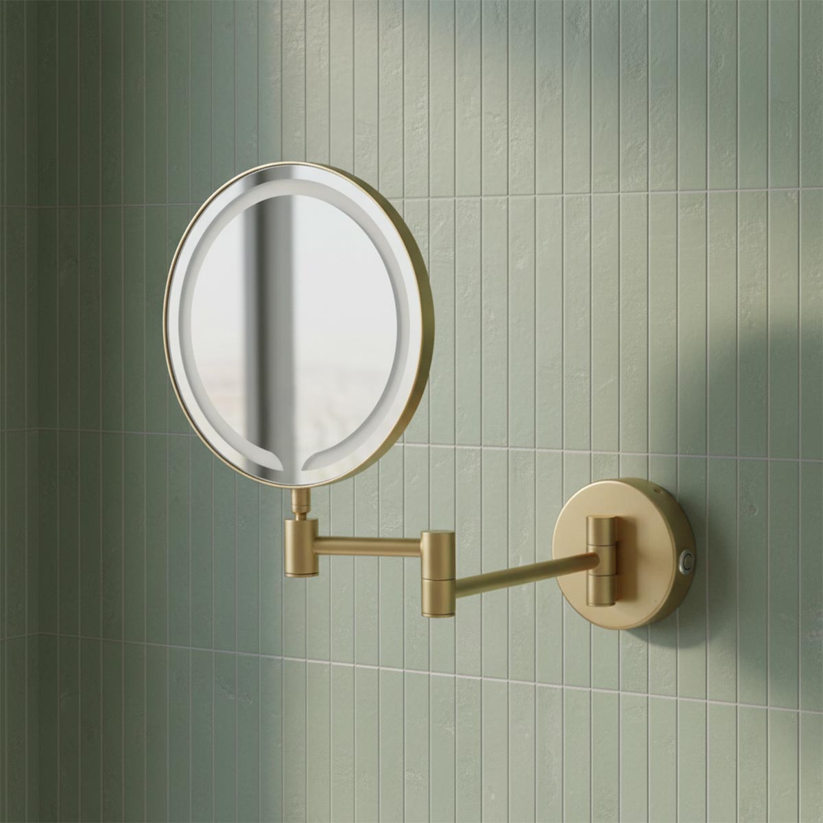 double sided magnifying mirror with LED and sensor