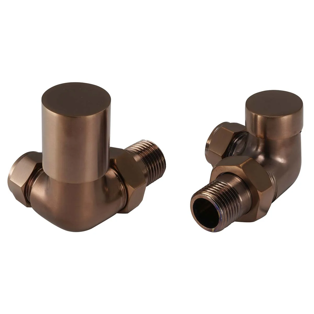Corner radiator valve - Brushed bronze finish