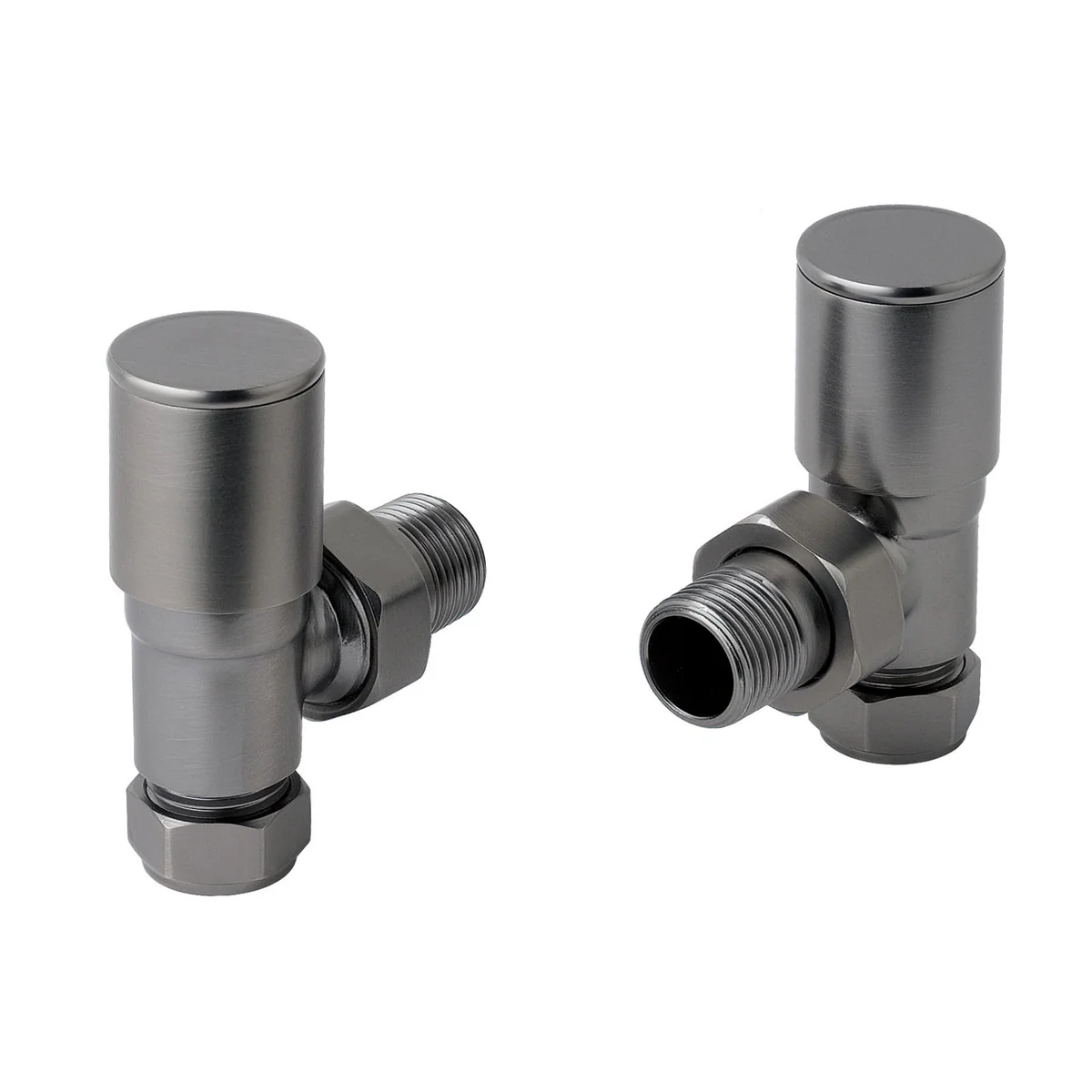 Angled Towel Radiator Valves - Brushed Black (Pair)
