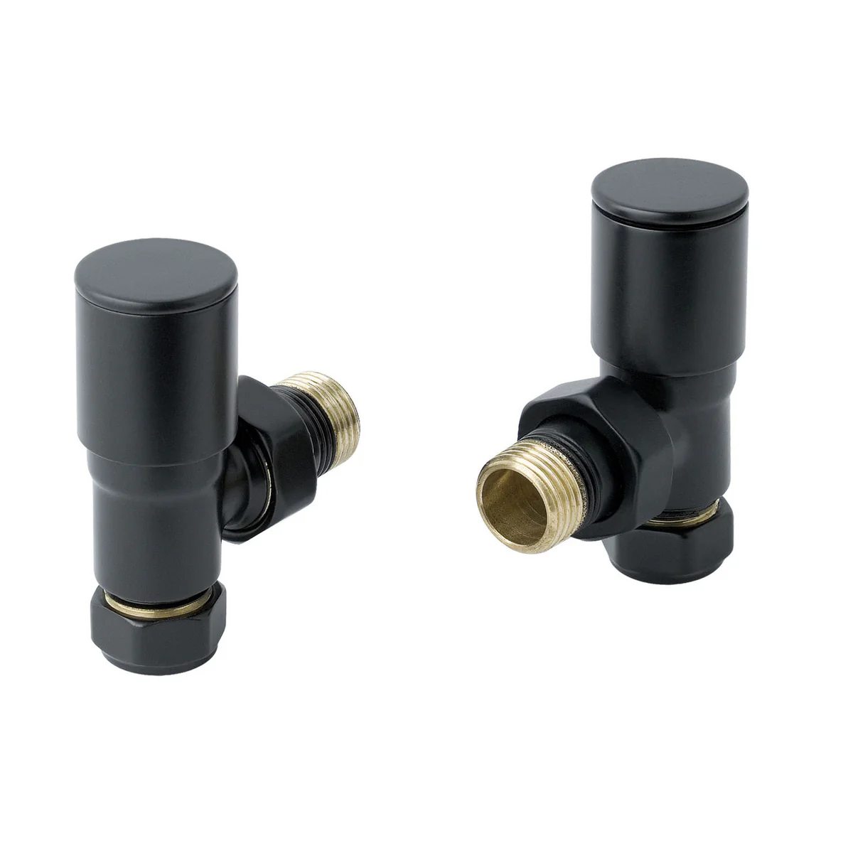 Matt black angled towel rail valve - Set of 2