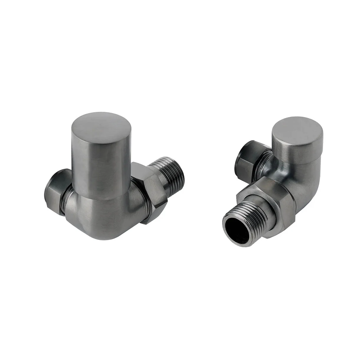Corner Radiator Valves Brushed Black (Pair)