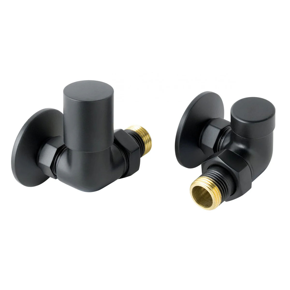 Corner towel matt black radiator valve set