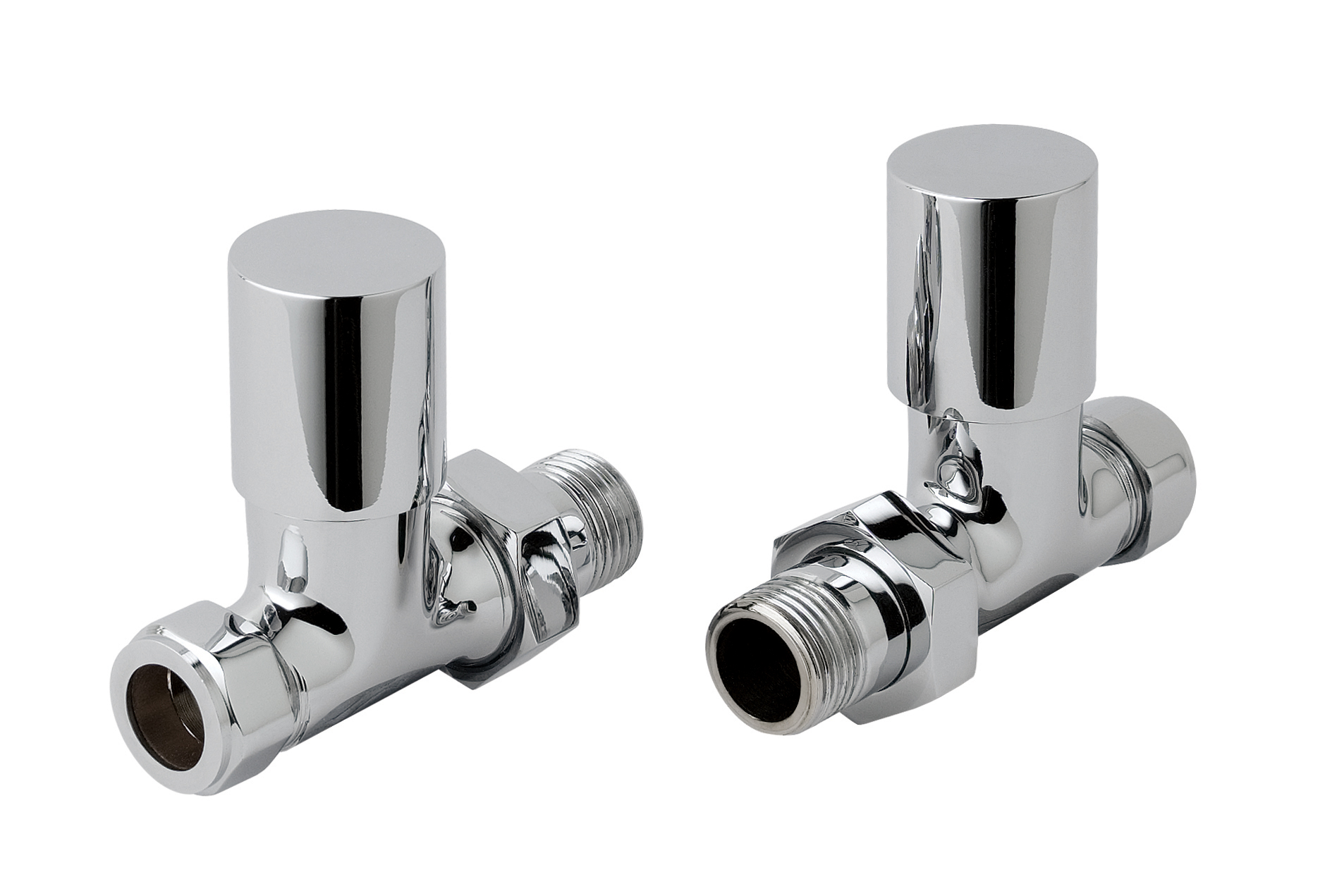 Chrome straight towel rail valve set