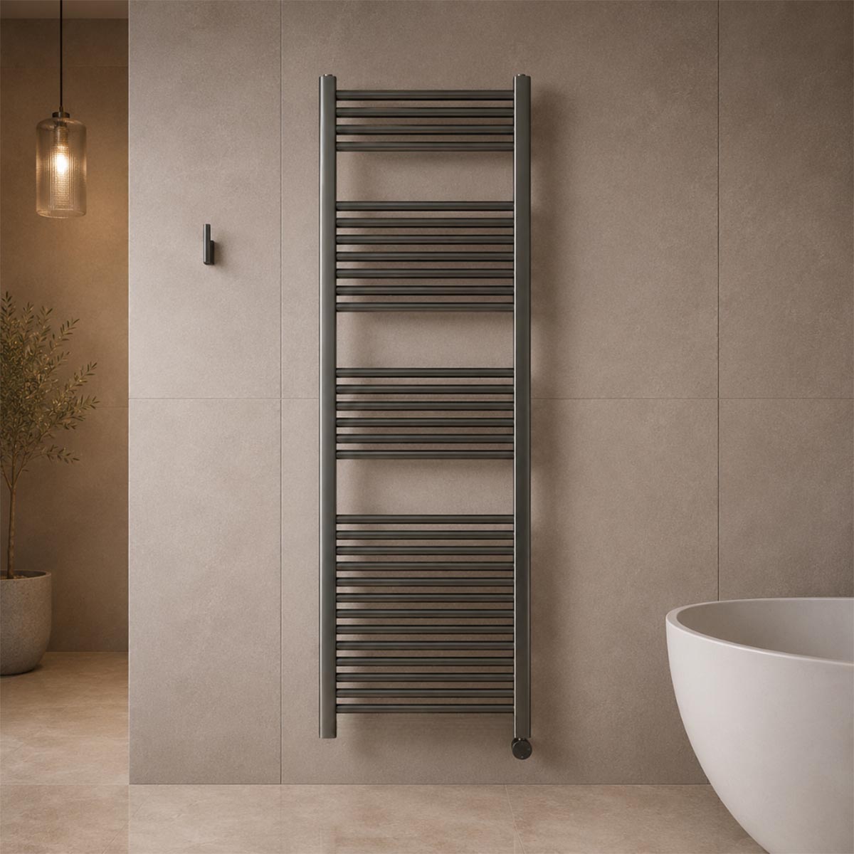 brushed black tall elctric only towel warmer