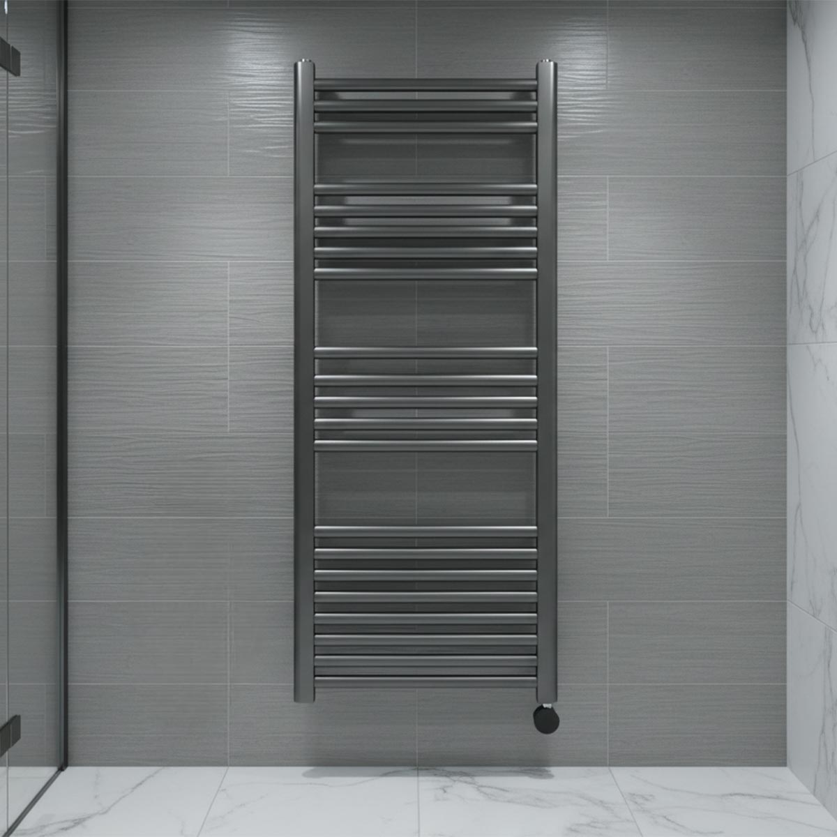 black electric towel radiator 1200mm tall