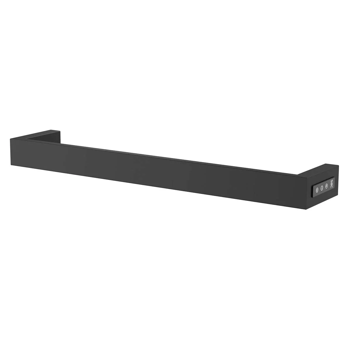 Horizontal matt black electric towel rail
