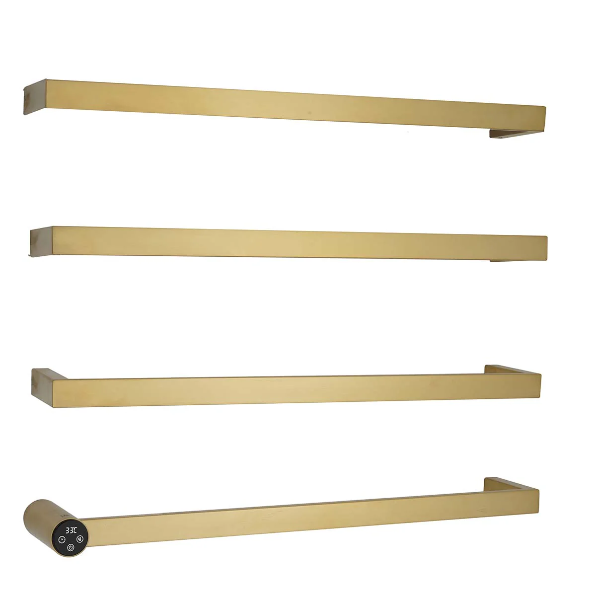 Brushed brass electric towel rail
