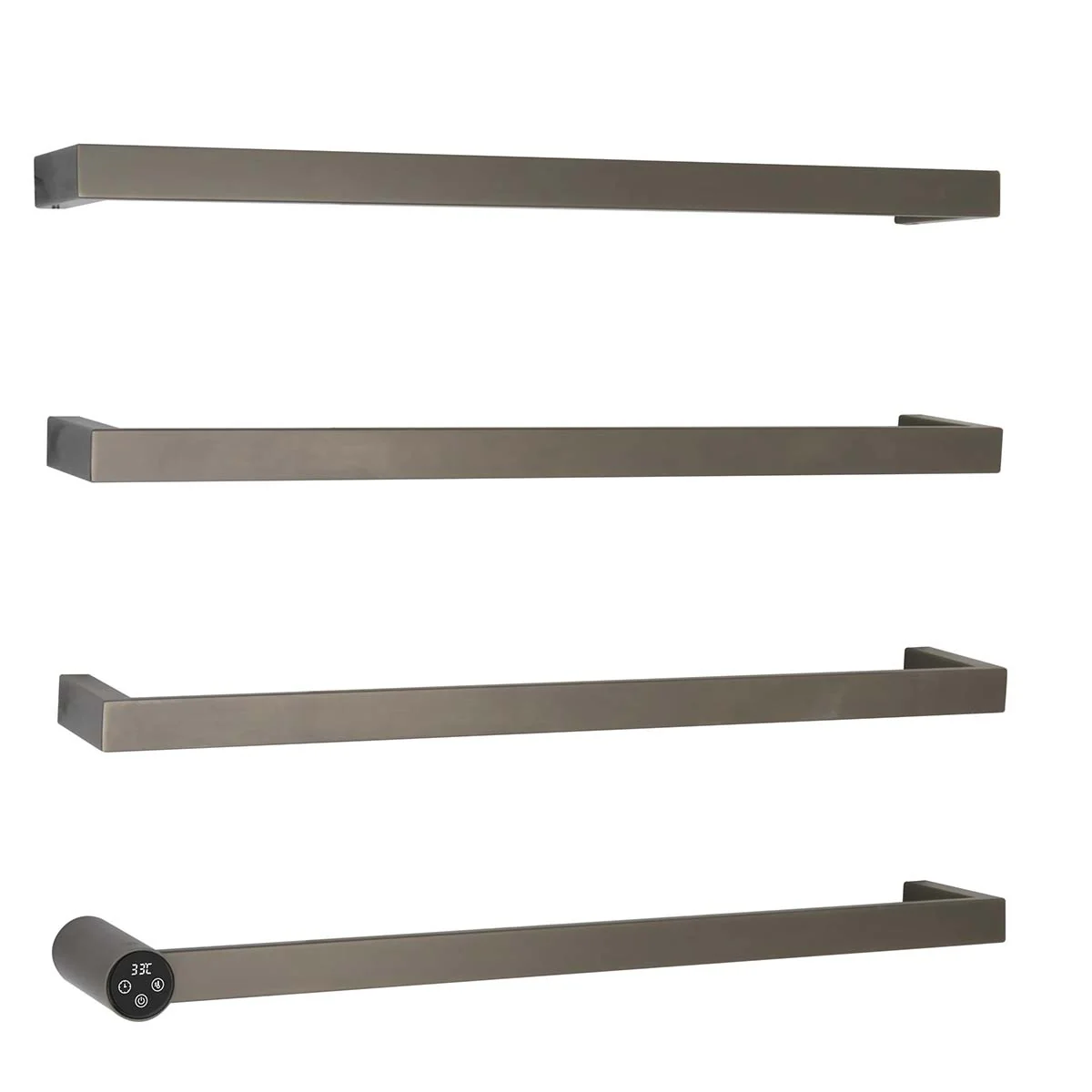 Modern brushed black electric towel rail