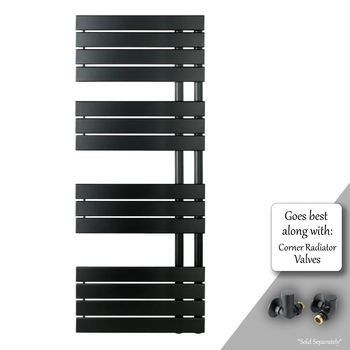 Matt black open-ended towel radiator