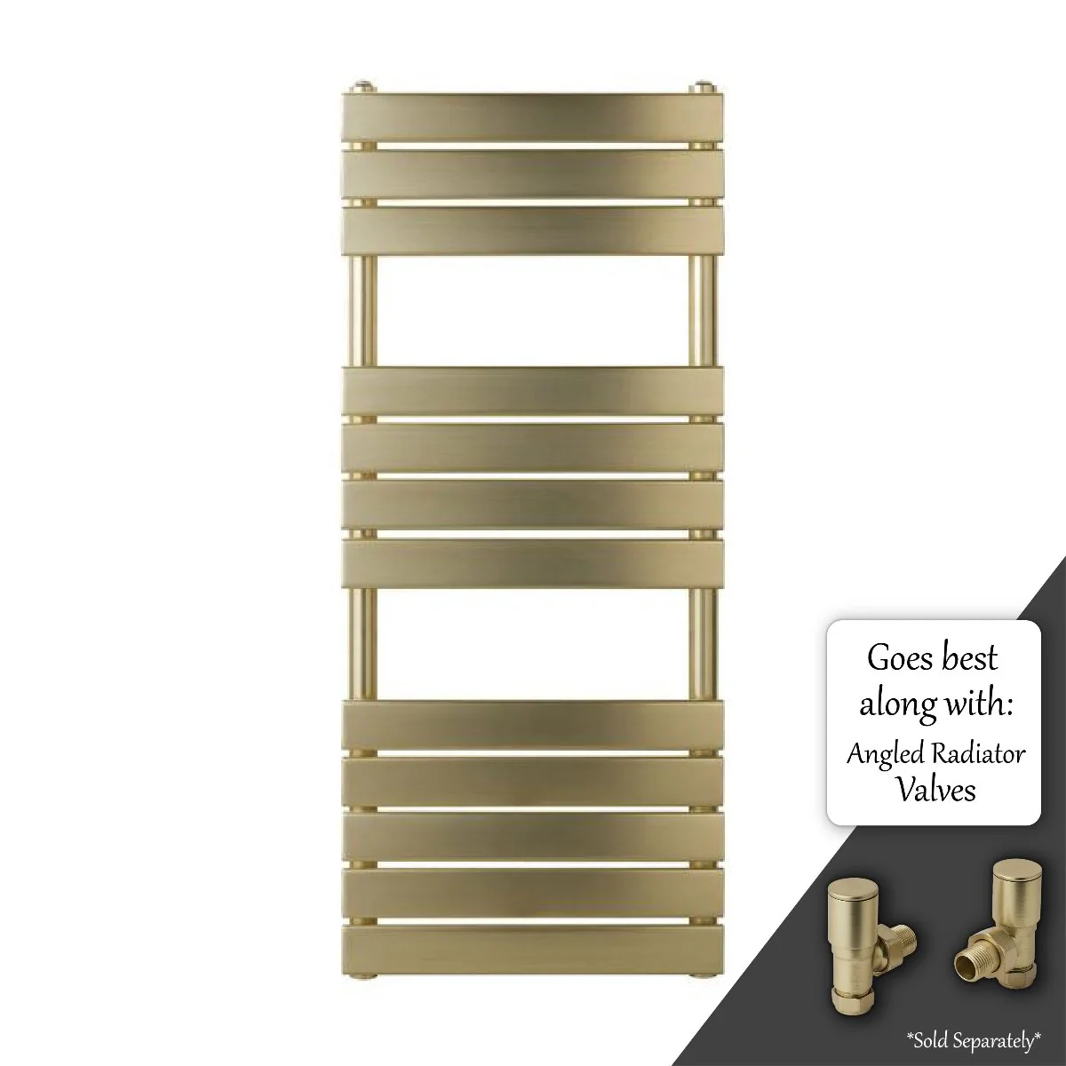 1200mm x 500mm brushed brass towel radiator