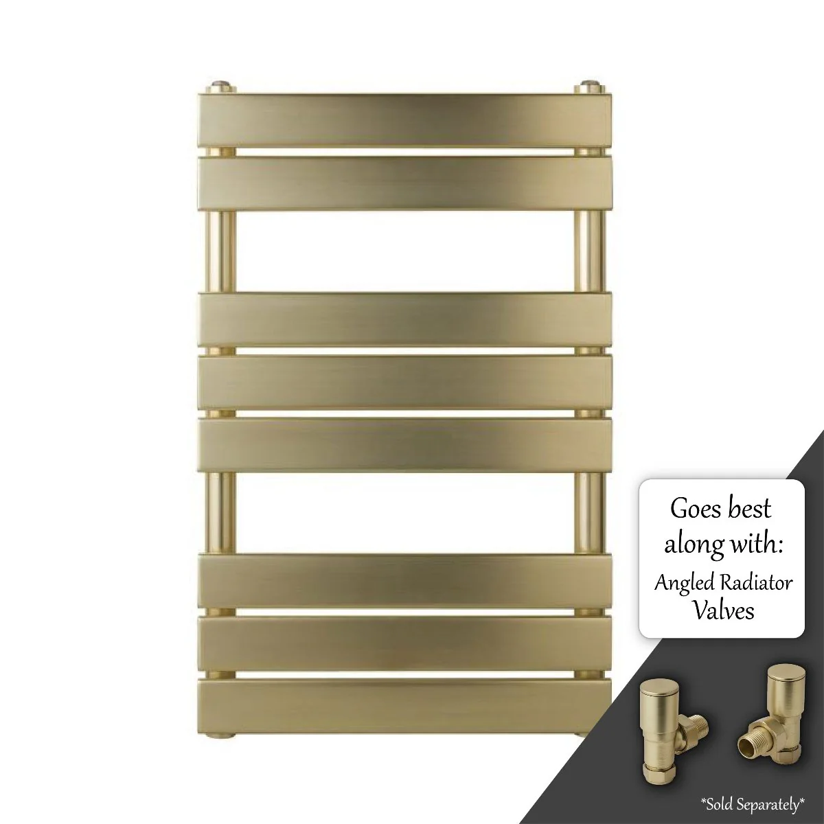 Brushed brass flat panel towel radiator