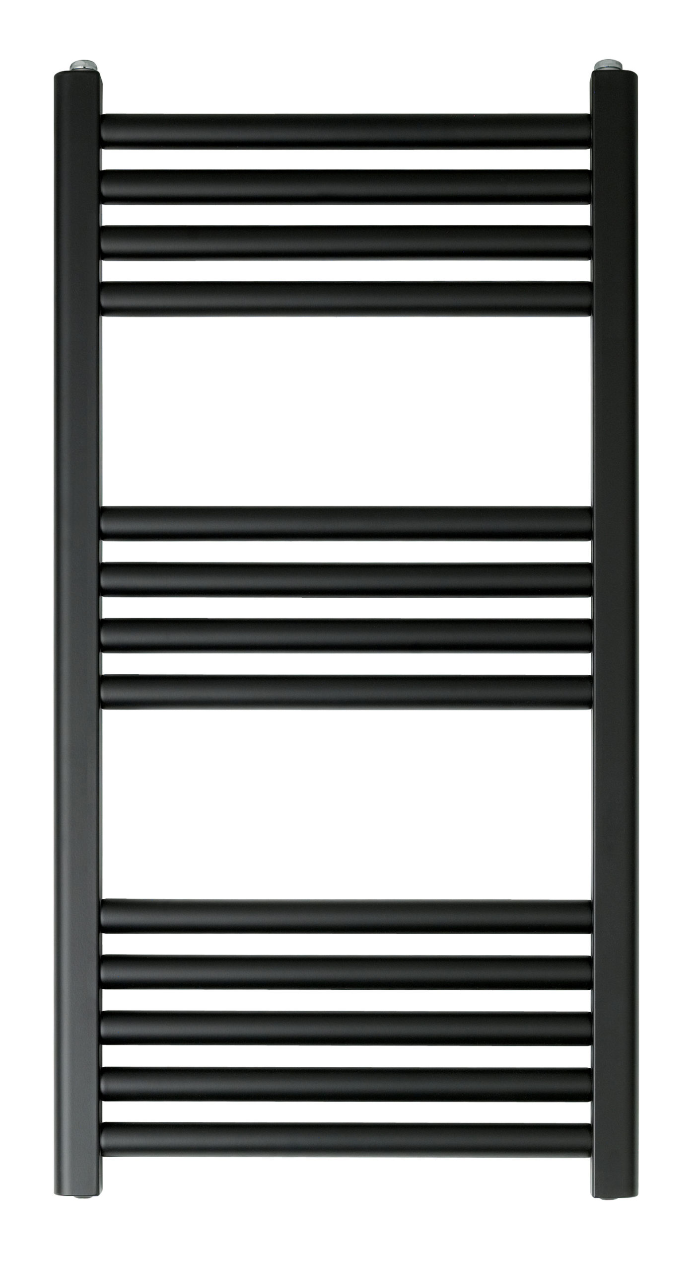 Matt black dual-fuel towel radiator