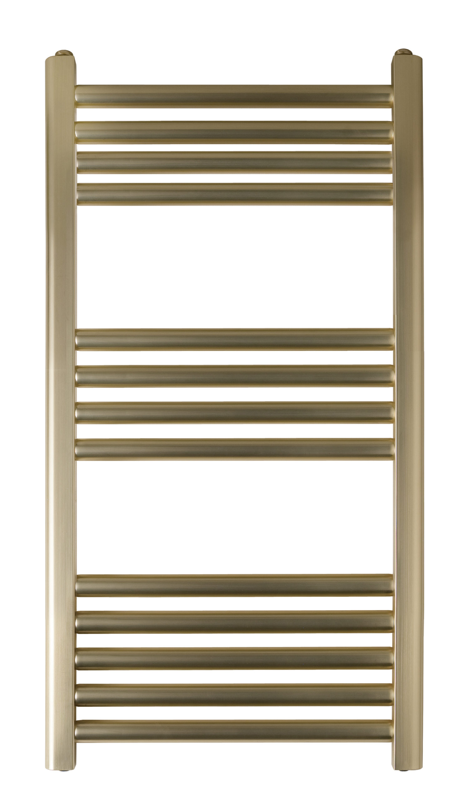 Brushed brass dual-fuel towel warmer