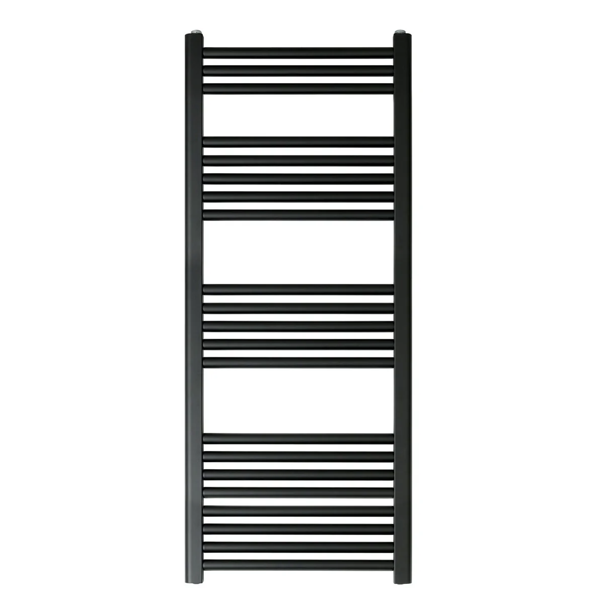 Matt black heated towel rail radiator