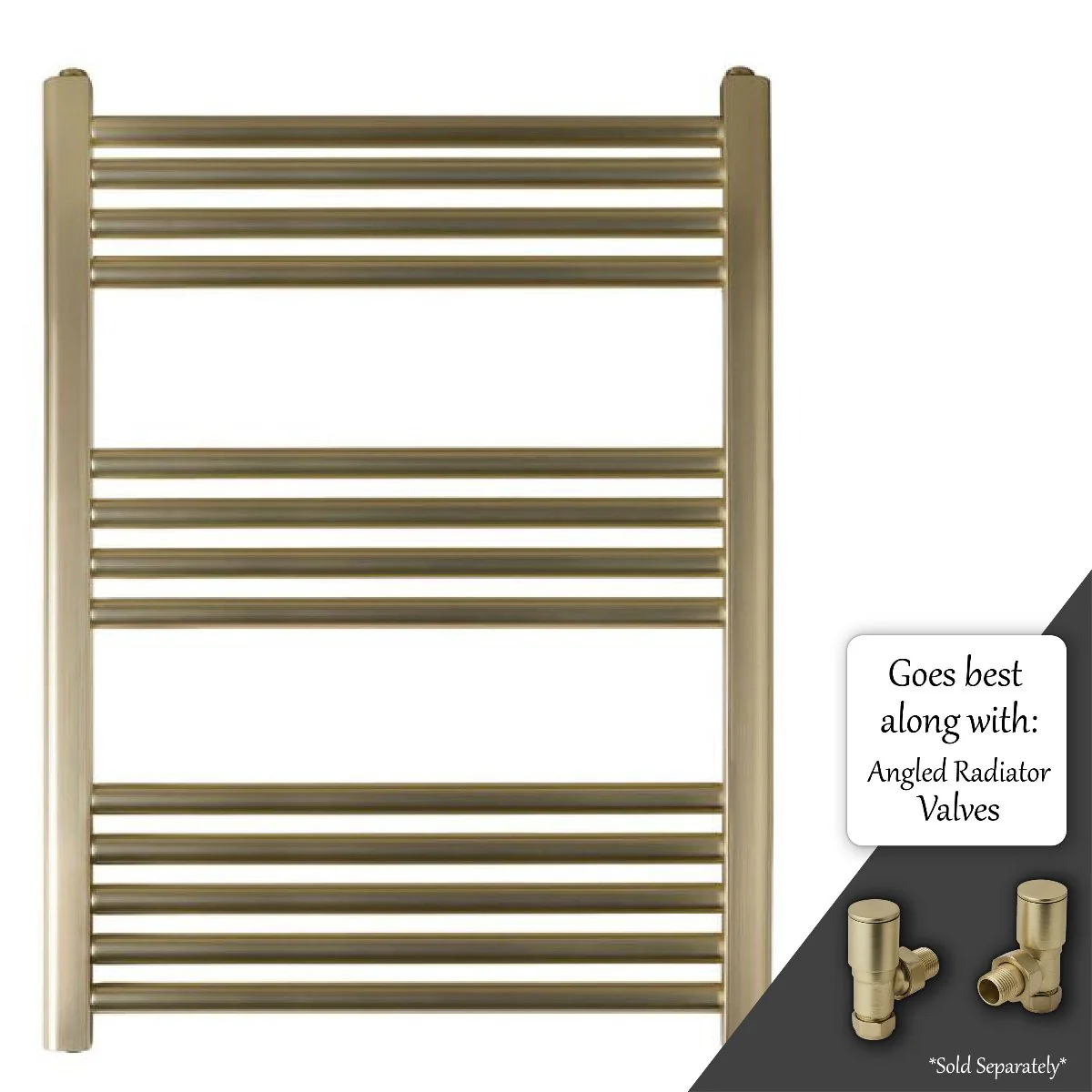 Brushed brass dual-fuel towel warmer