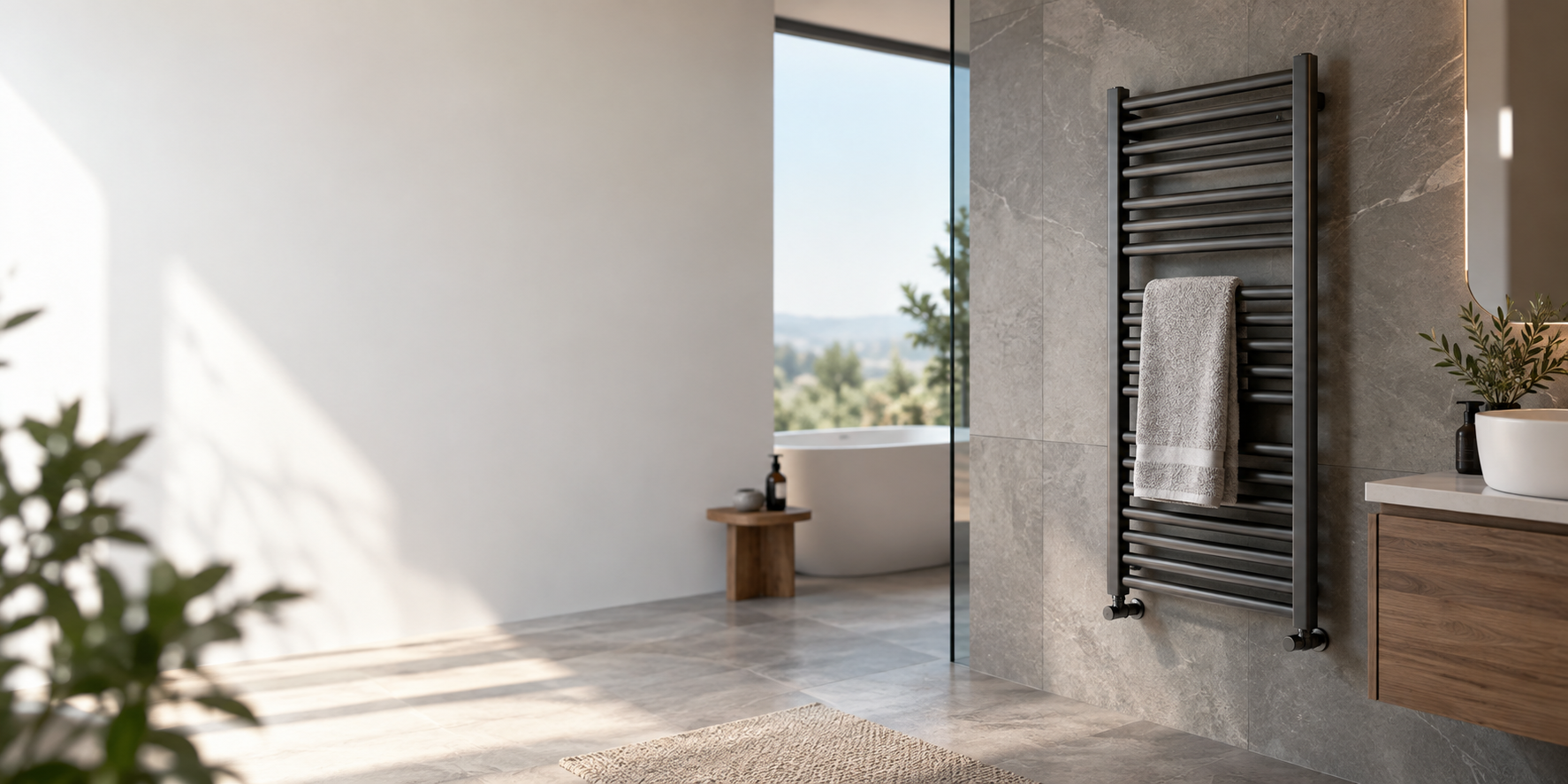 Modern bathroom with towel radiator