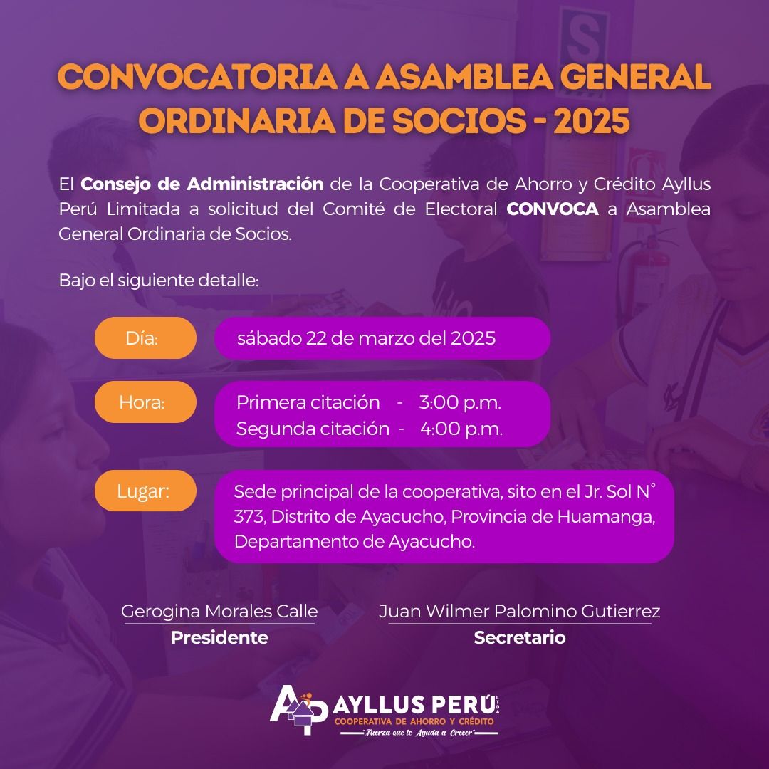 馃摙 CONVOCATORIA A ASAMBLEA GENERAL ORDINARIA DE SOCIOS - 2025