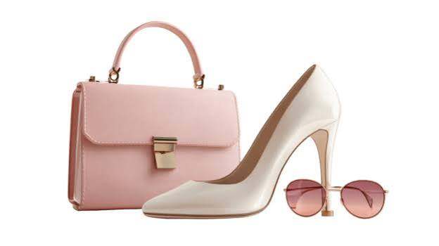 Women's Blush Pink Handbag, Ivory Pointed Toe Pumps & Pink Sunglasses Fashion Accessories Set