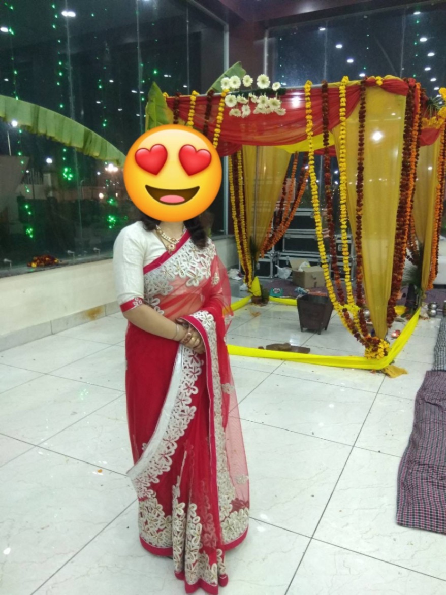 Red saree with white blouse  - photo 2