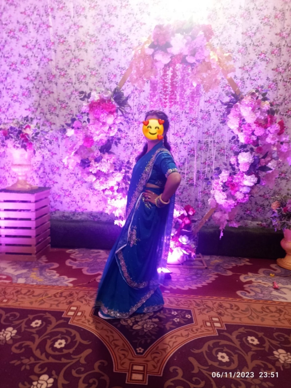  Royal Blue Embellished Saree - photo 2