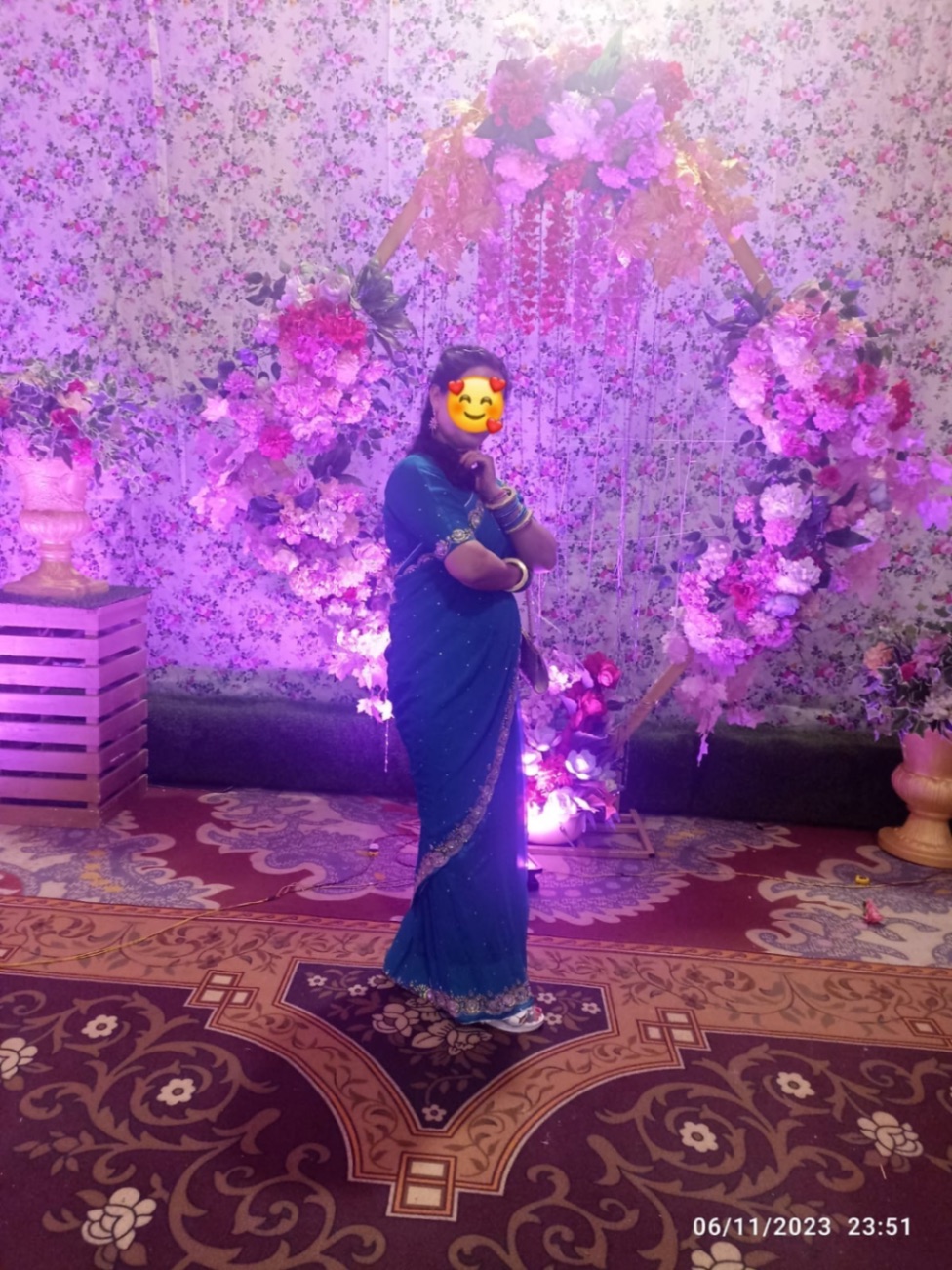  Royal Blue Embellished Saree - photo 3