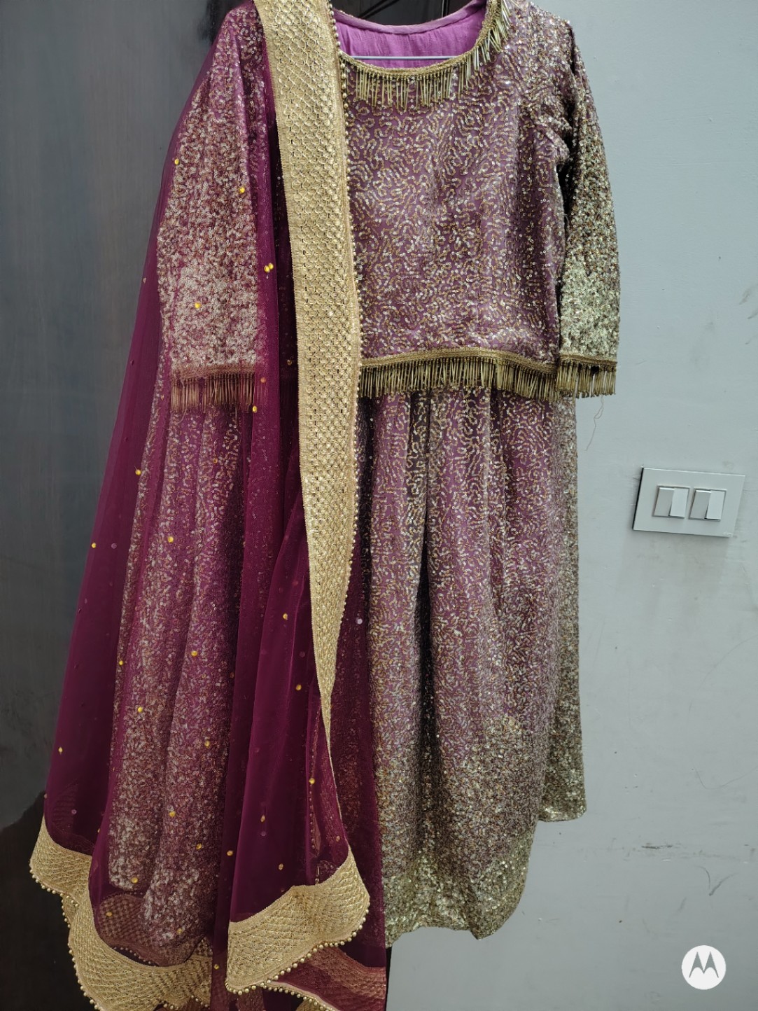 Purple color with sequence sipi work - photo 5