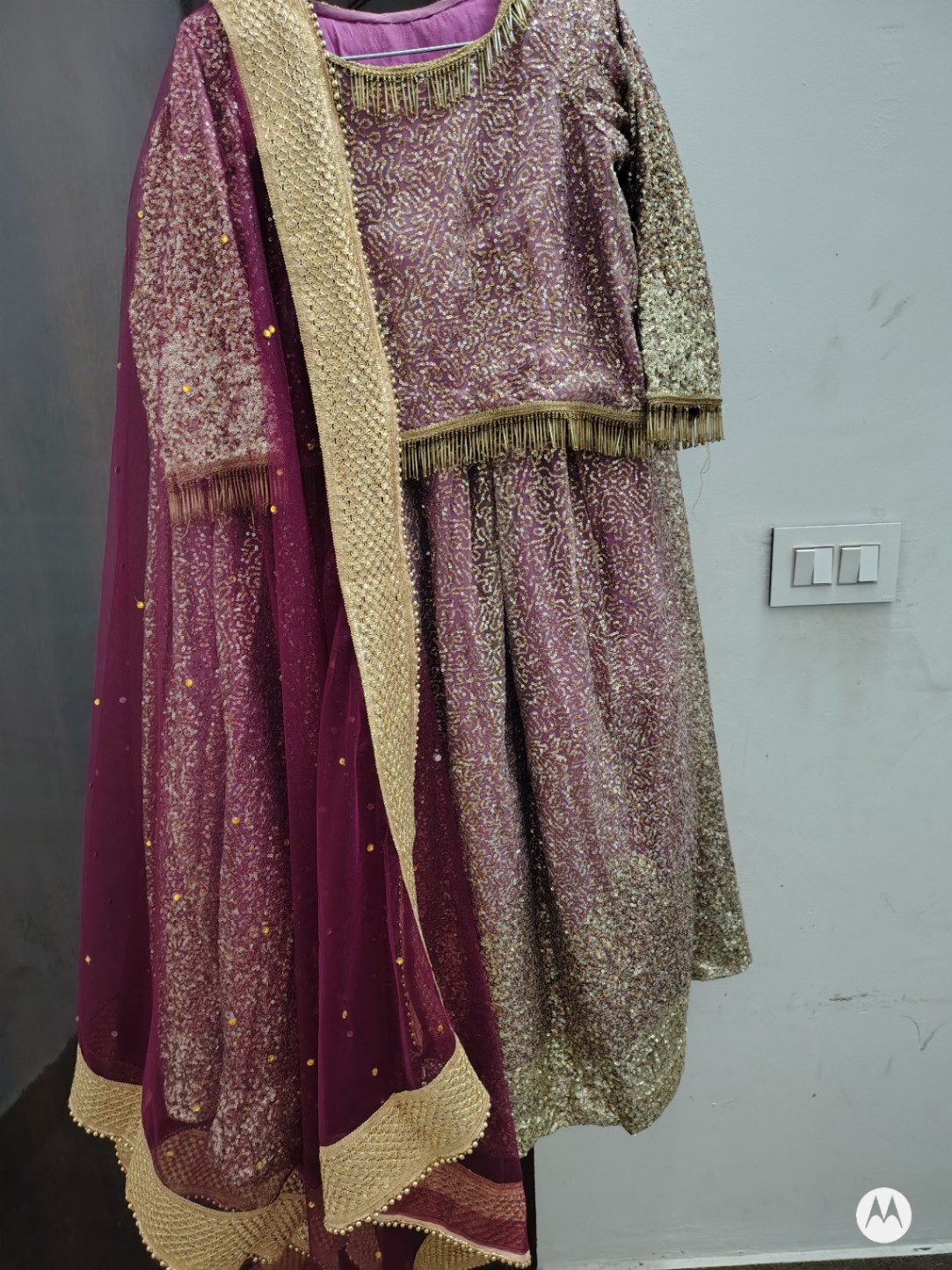Purple color with sequence sipi work - photo 6