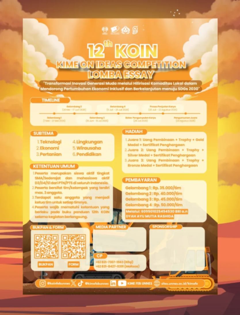 ✨ LOMBA ESAI DAN KARYA TULIS ILMIAH NASIONAL THE 12TH KIME ON IDEAS COMPETITION 2026✨