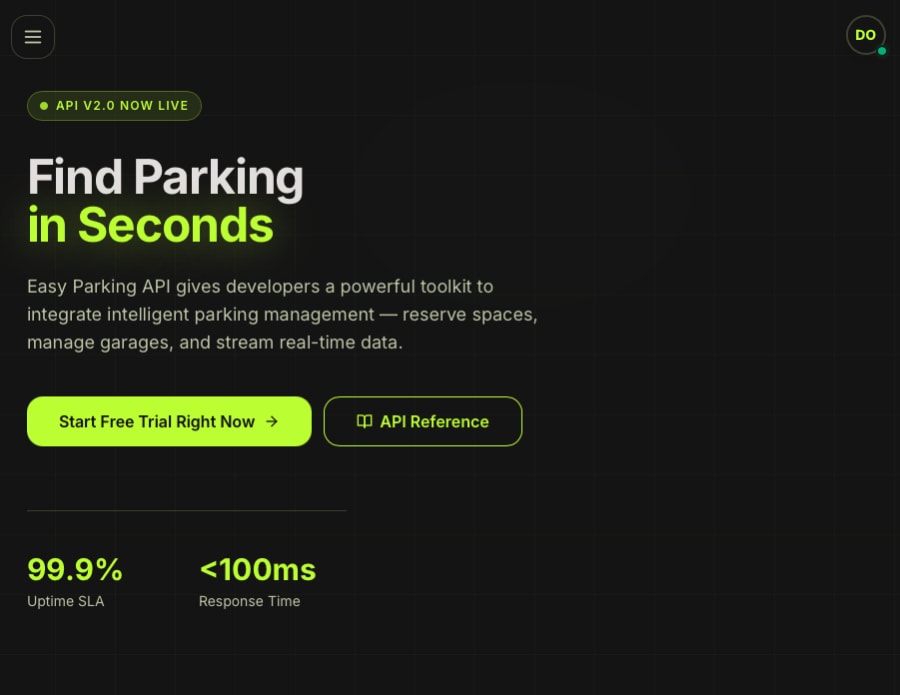 Easy Parking API Documentation Screenshot