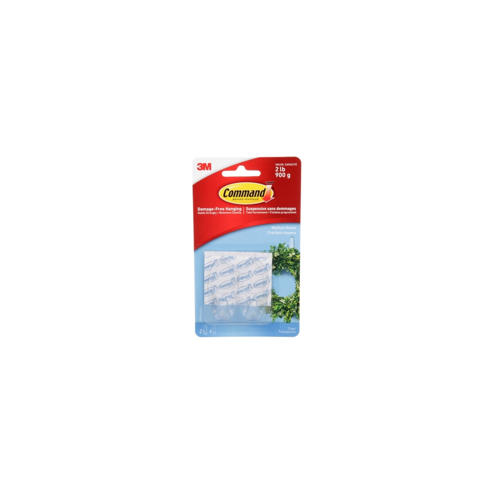 Command 17091CLR-C Medium Hook 2 lb 2-Hook Clea
