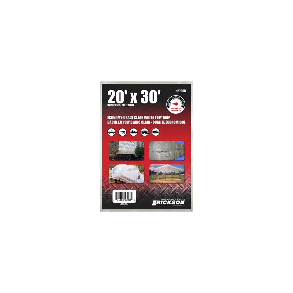 Erickson 57065 Utility Tarp 20 ft L 30 ft W Whi