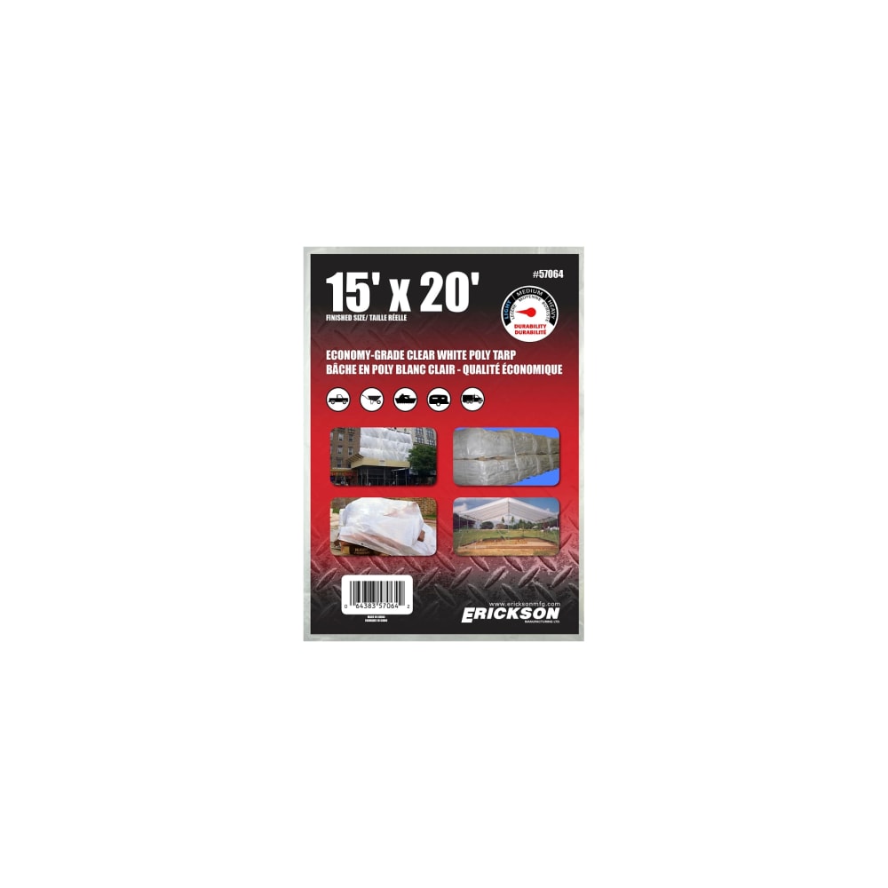 Erickson 57064 Utility Tarp 15 ft L 20 ft W Whi