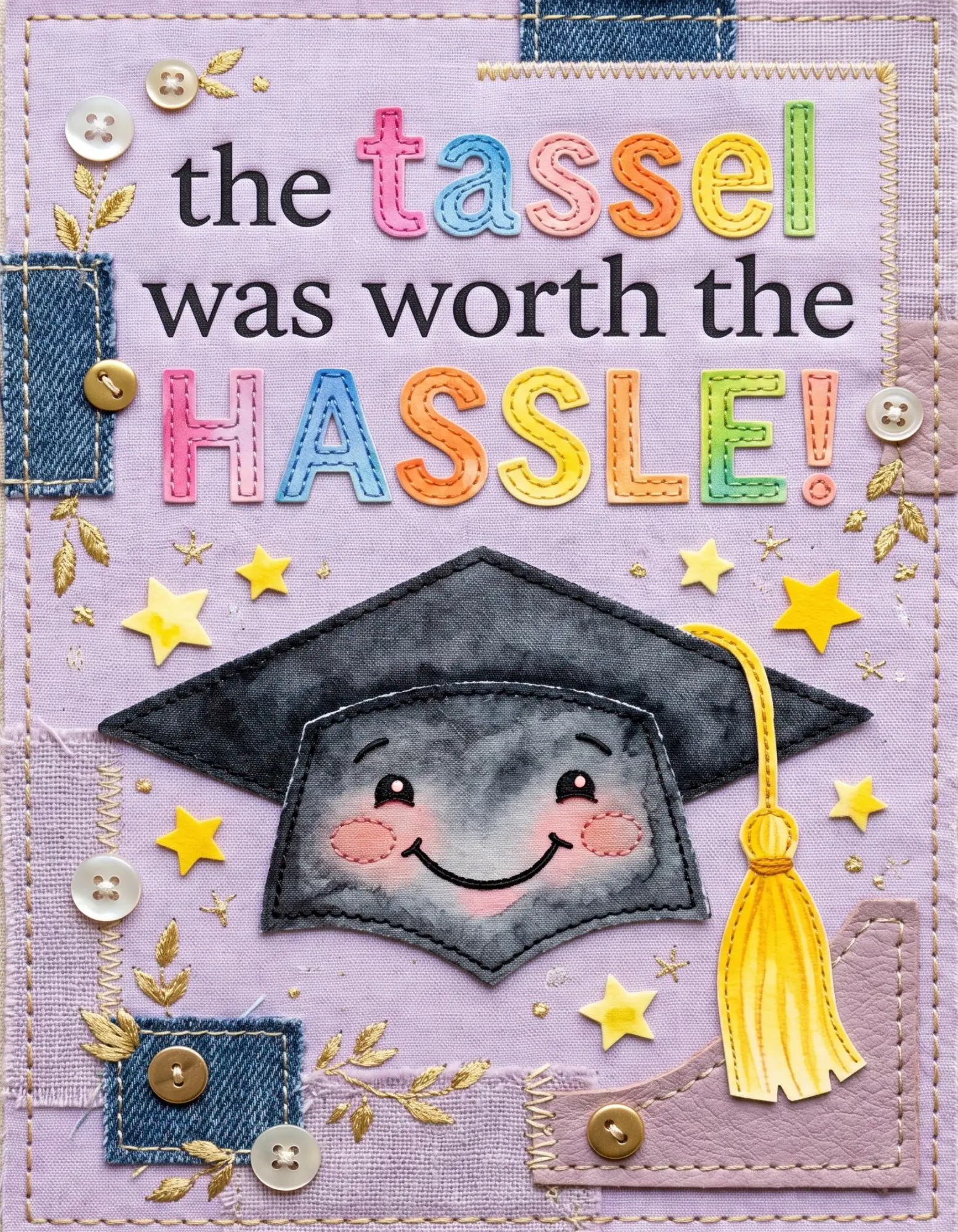 Graduation card with a playful cartoon design and celebratory accents.