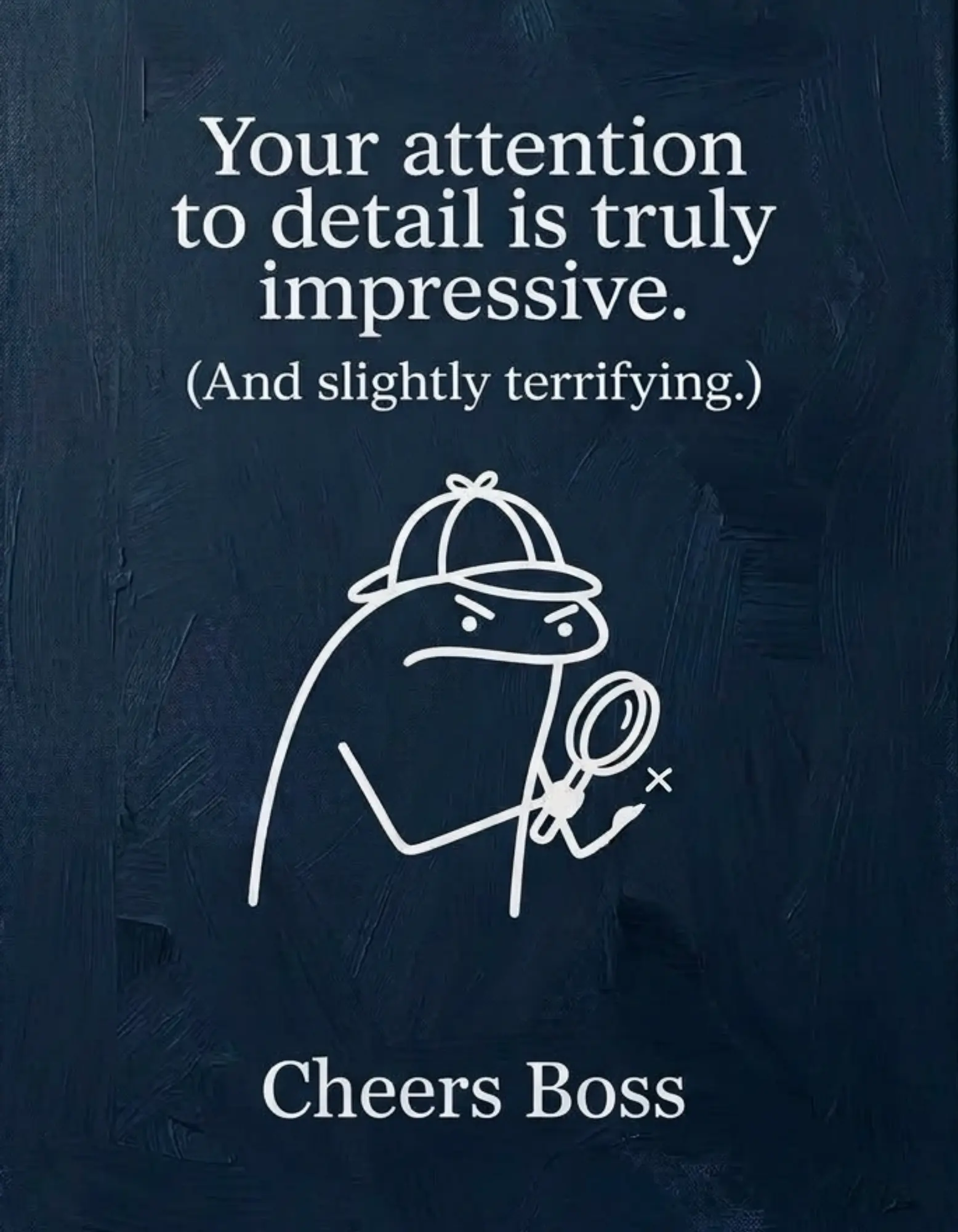Thank you card with a cartoon character and dark blue background, for a boss.