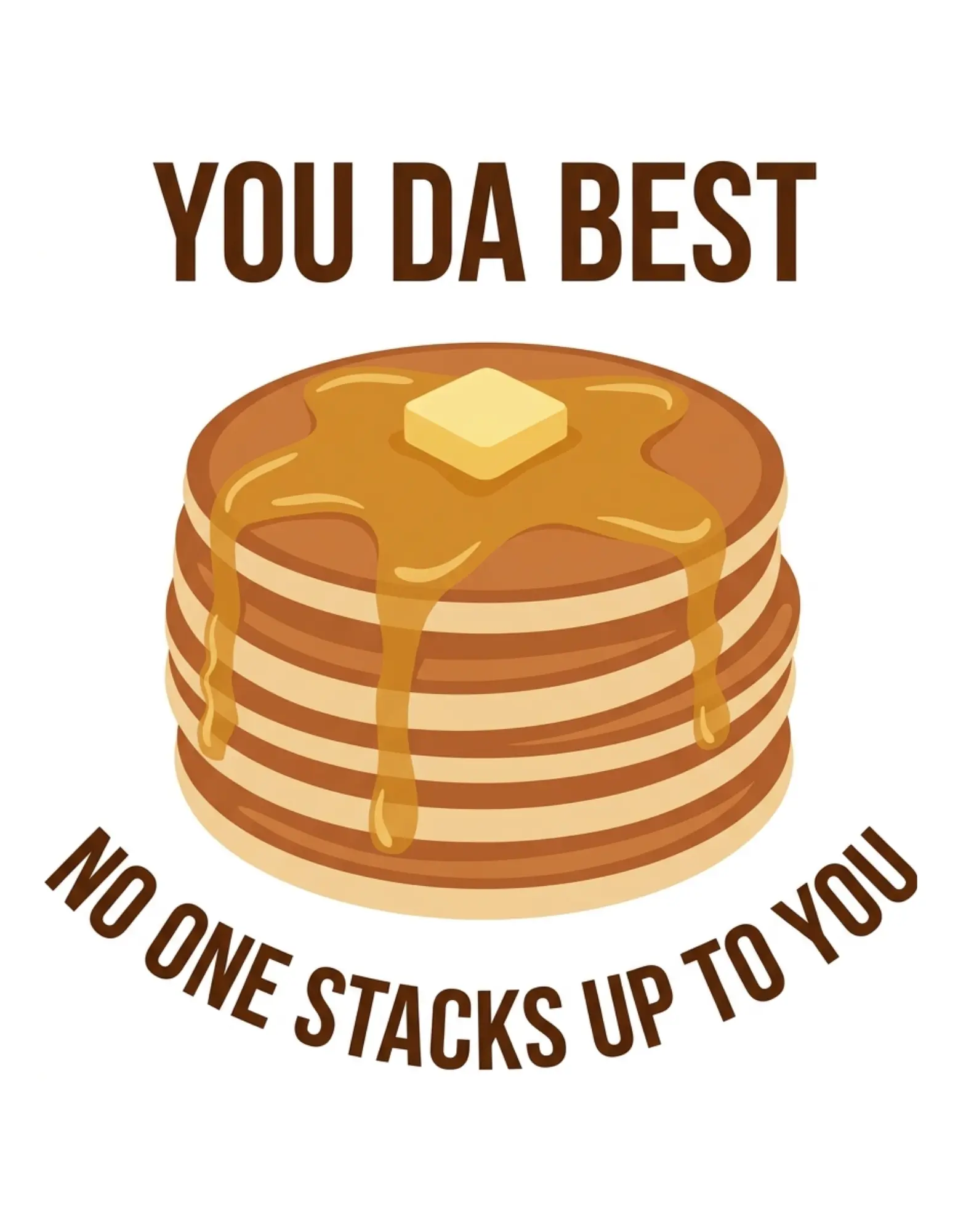 Thank you card with cartoon pancakes and a playful tone.