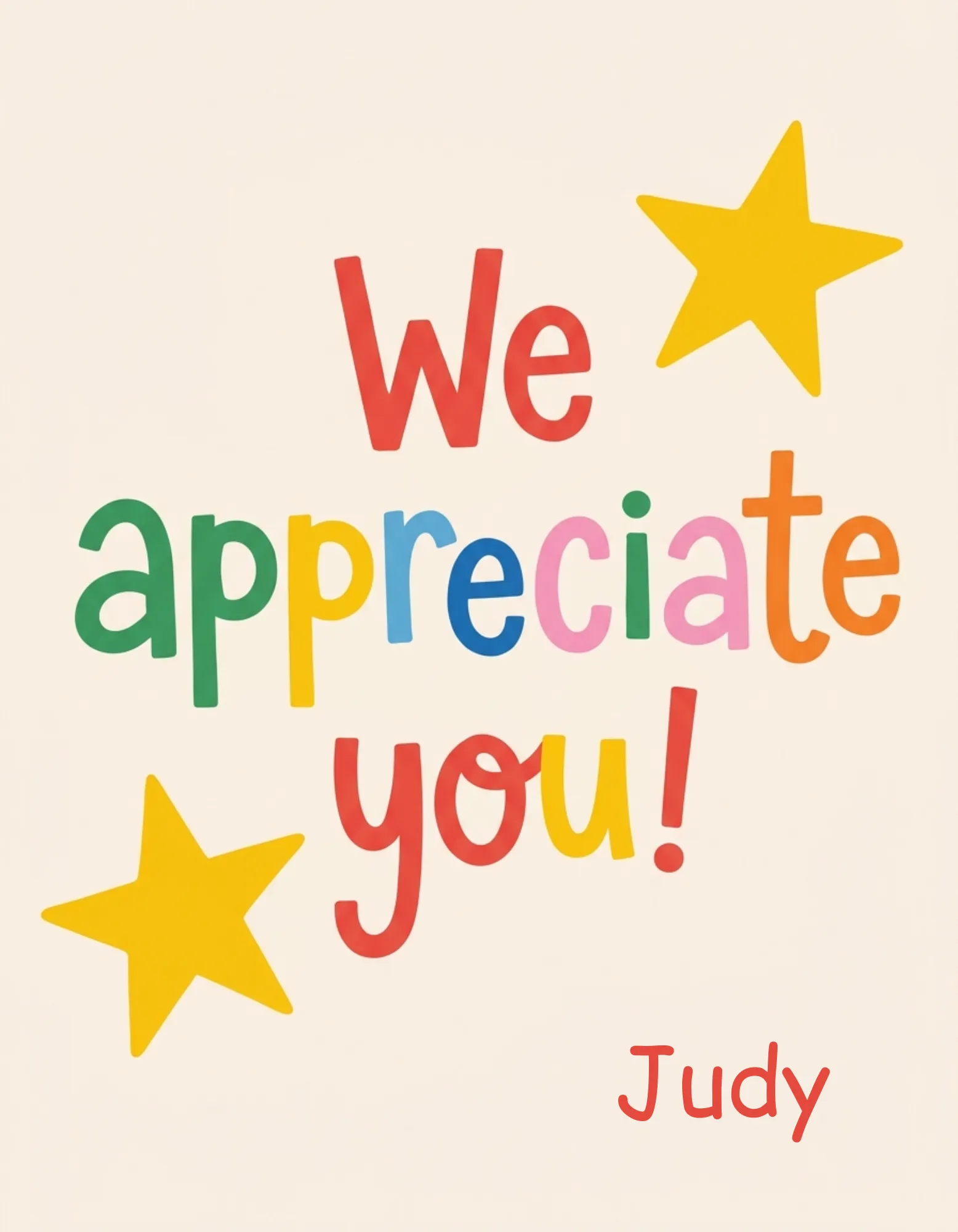 Thank you card with vibrant, colourful design.
