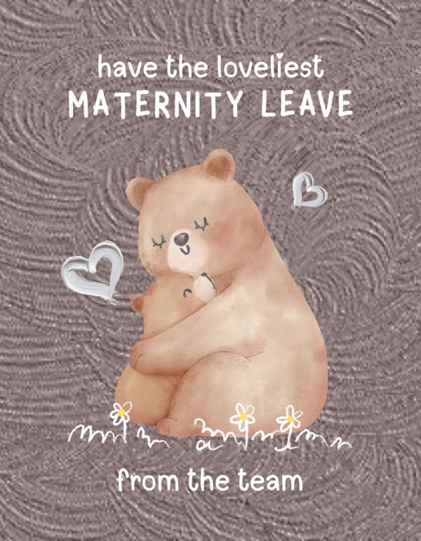 Watercolor maternity card featuring a mother bear embracing her cub, symbolizing love and new beginnings, perfect for baby...