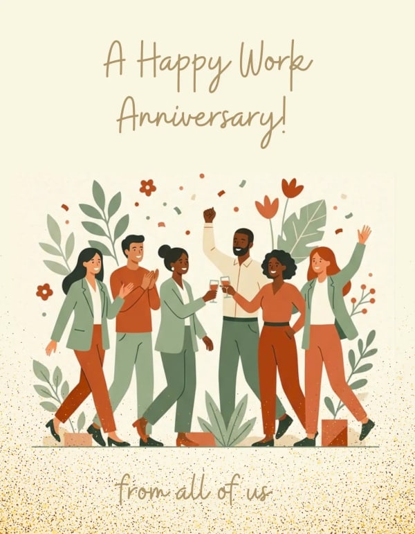 Illustration of a diverse group celebrating with confetti and plants.